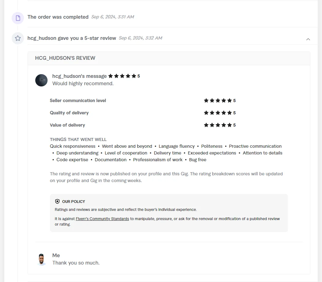 Fiverr Review - 72 Number Order