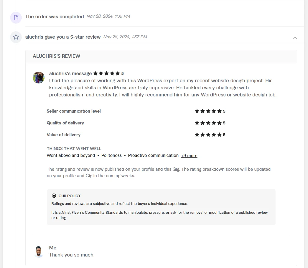 Fiverr Review - 82 Number Order