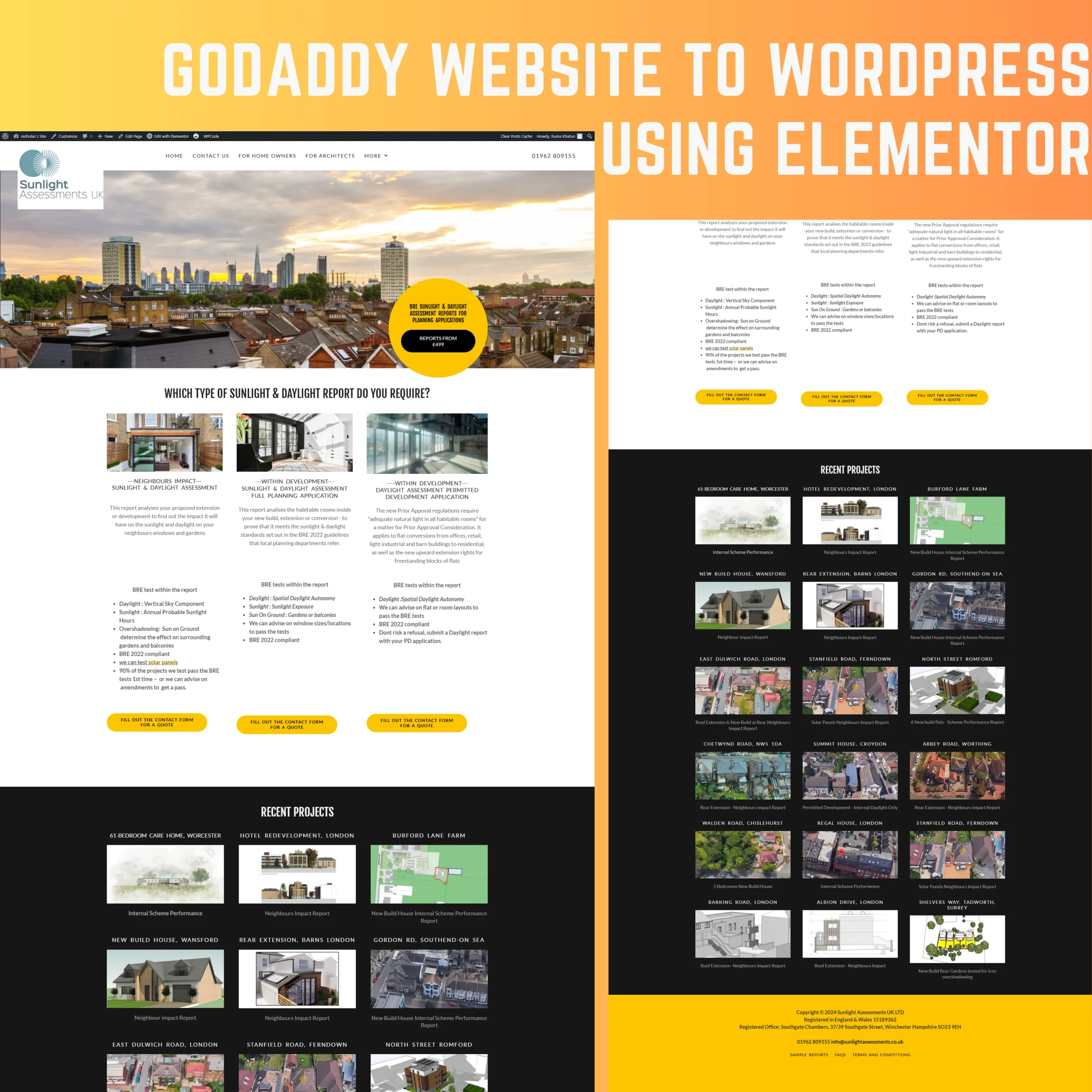 GoDaddy Website Conversion to WordPress using Elementor